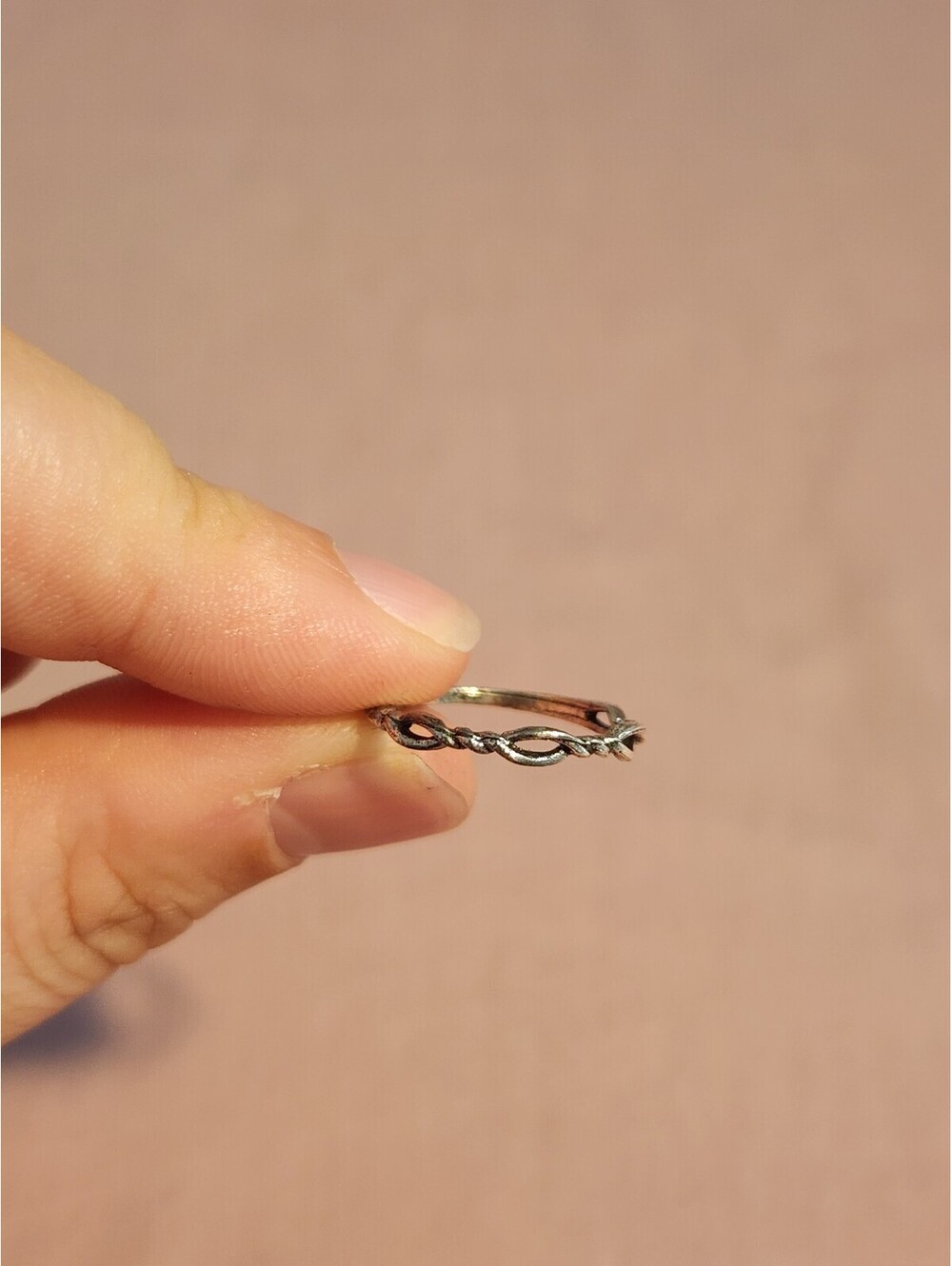 Vintage Silver-Tone Twisted Vine Design Ring